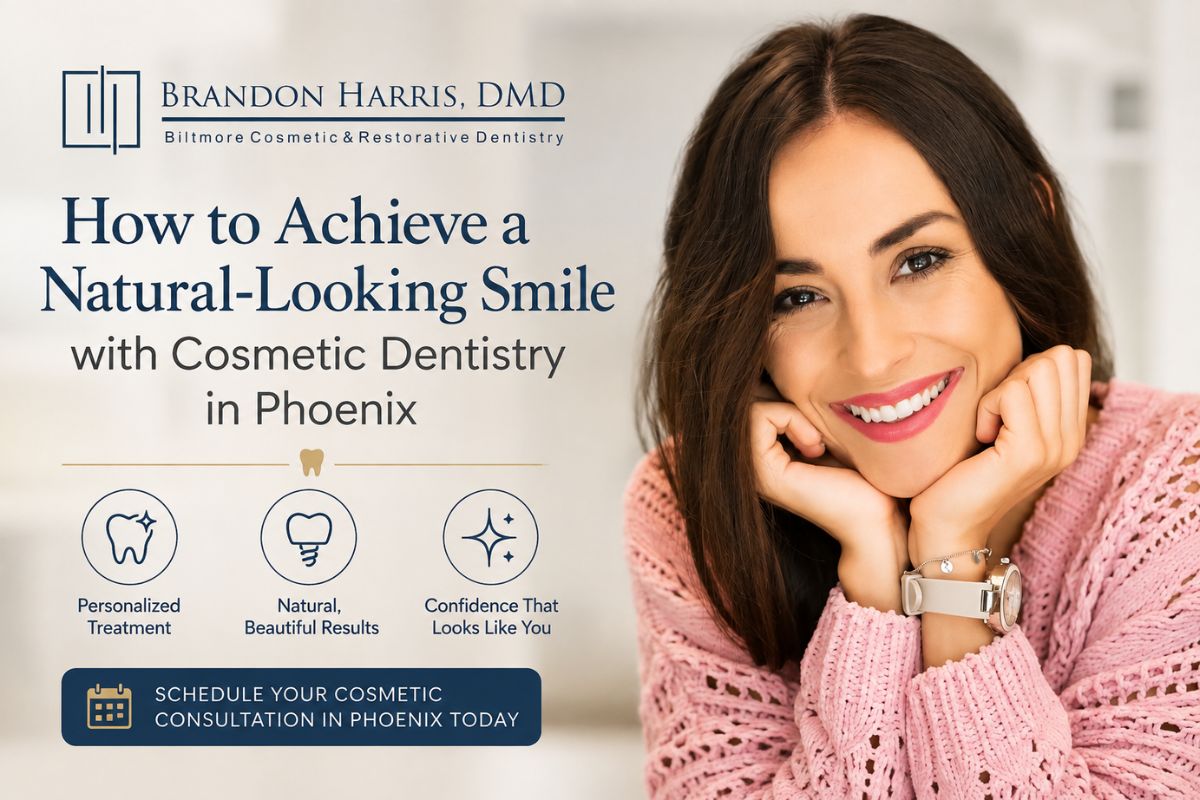 Woman smiling with natural cosmetic dentistry in Phoenix guide by Biltmore Cosmetic and Restorative Dentistry